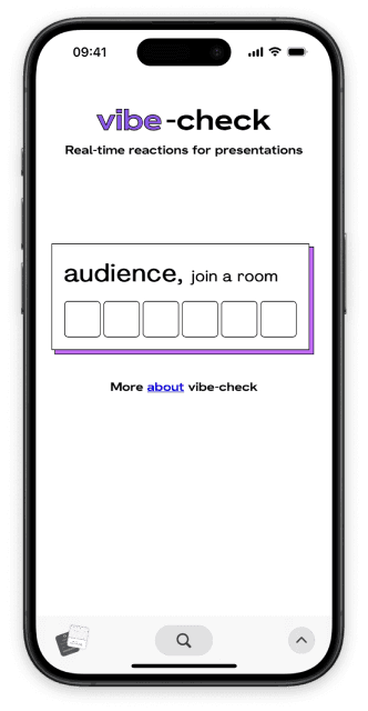 Vibe-Check audience interface displayed in a phone frame
